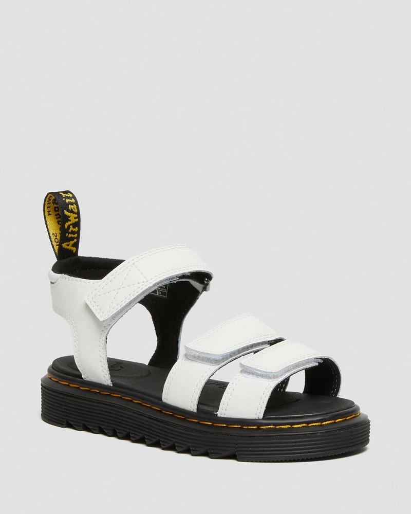 Kids\' Dr Martens Junior Klaire Leather Strap Sandals White | AU 720XYU